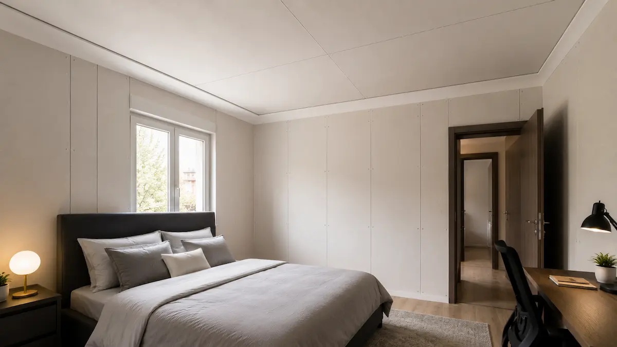 Stanza completa insonorizzata da Sorgedil con pareti soffitto e pavimento