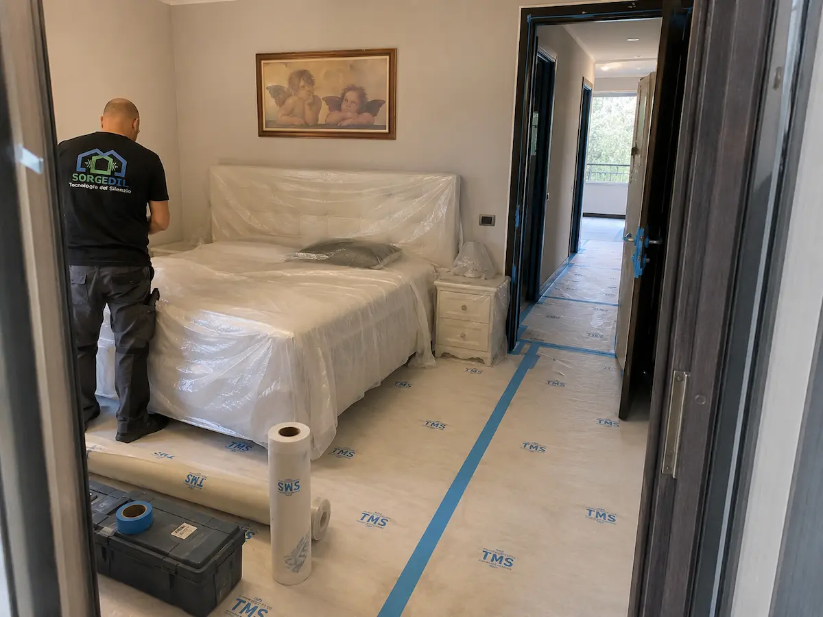 Stanza residenziale protetta prima dei lavori di isolamento acustico Sorgedil
