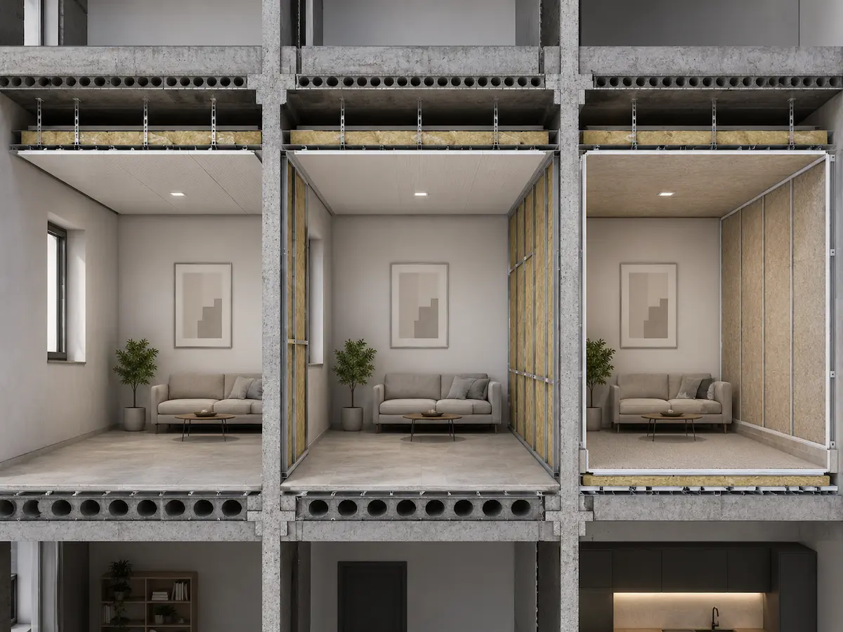 Confronto tra isolamento del solo soffitto, soffitto con pareti e insonorizzazione completa della stanza