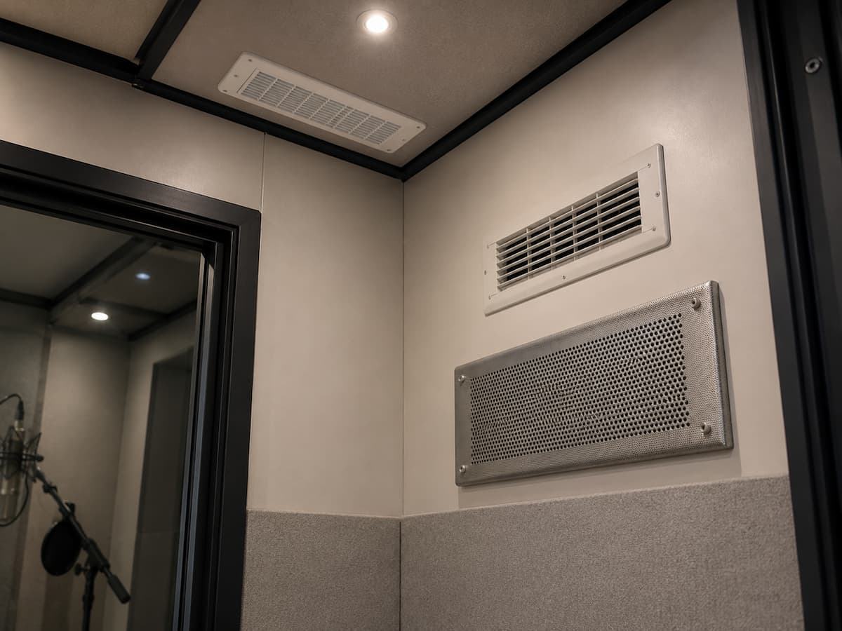 Dettaglio del sistema di ventilazione di una cabina insonorizzata Sorgedil